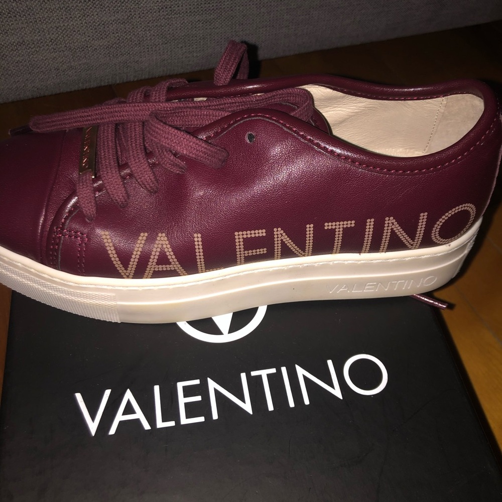 Valentino Maroon Leather Sneakers